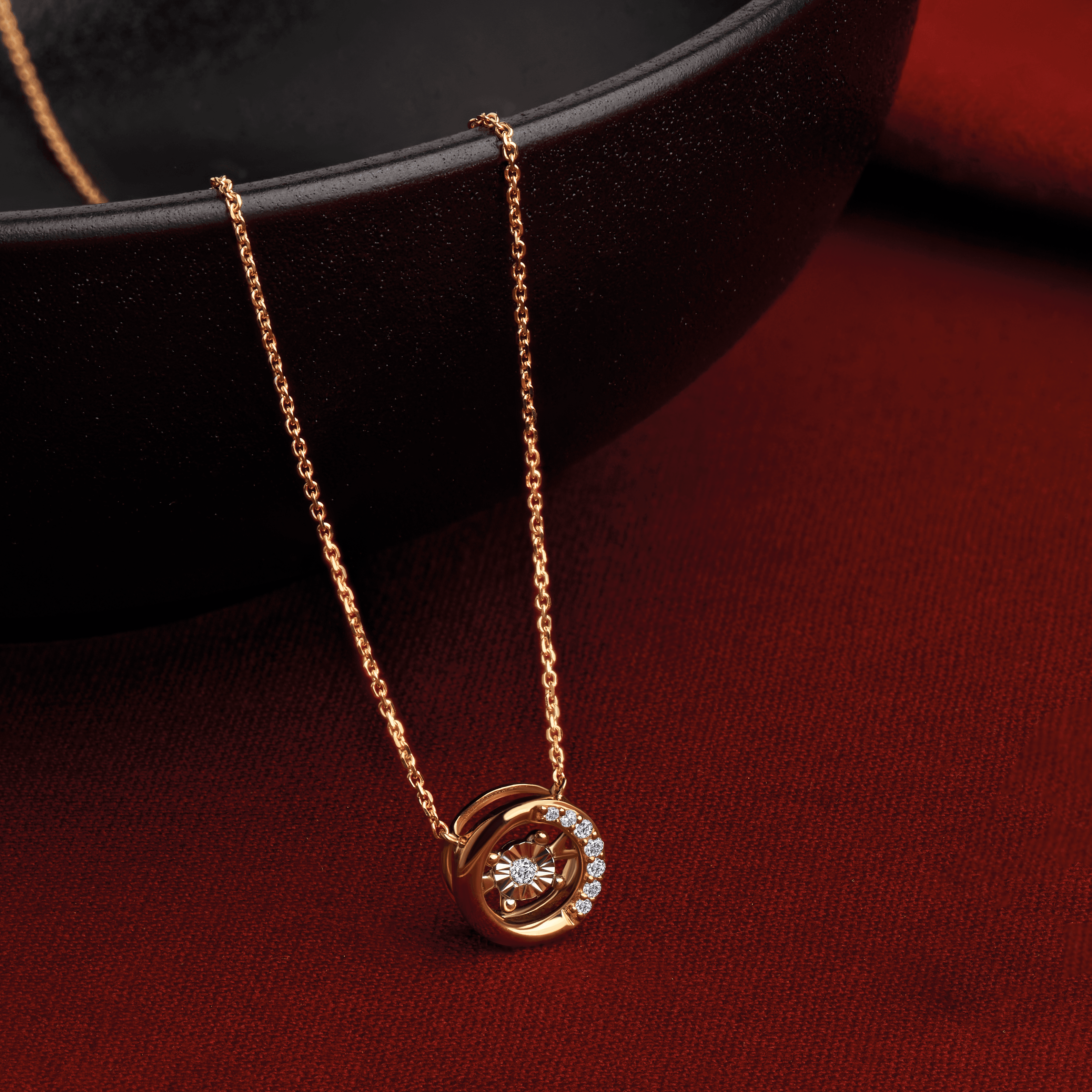 0.05ct TDW Dancing Diamond Necklace in 9ct Yellow Gold