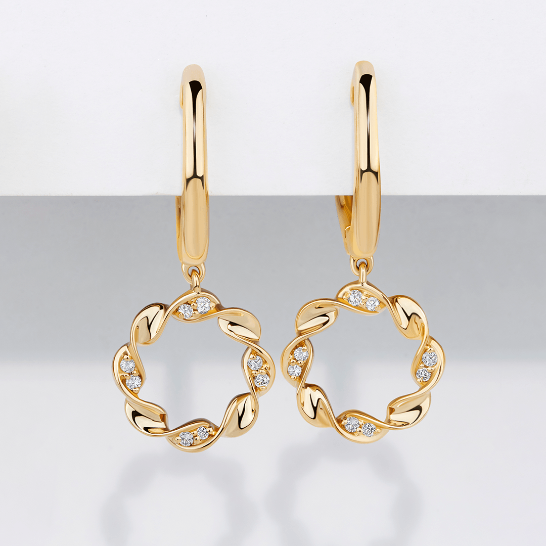 0.06ct TW Diamond Twist Earrings in 9ct Yellow Gold - Wallace Bishop