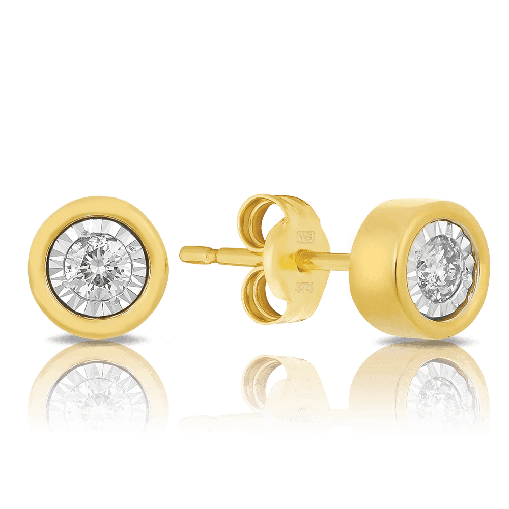 0.10ct TW Diamond Stud Earrings in 9ct Yellow Gold