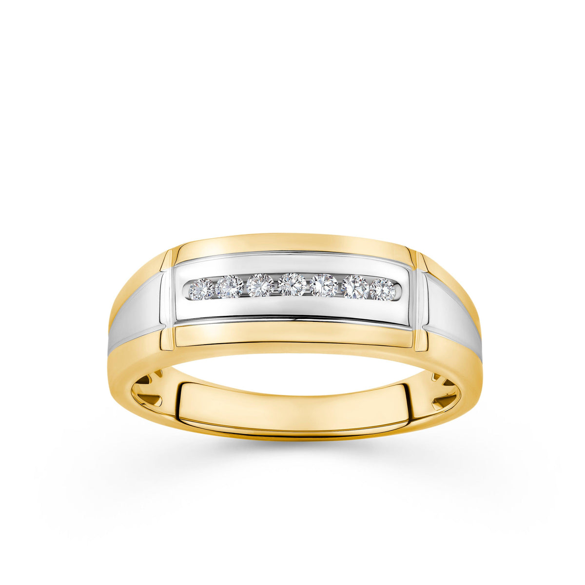0.15ct TDW Men's Diamond Band in 9ct Yellow and White Gold - Wallace Bishop