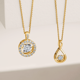 0.15ct TW Dancing Diamond Twist Pendant & Chain in 9ct Yellow Gold