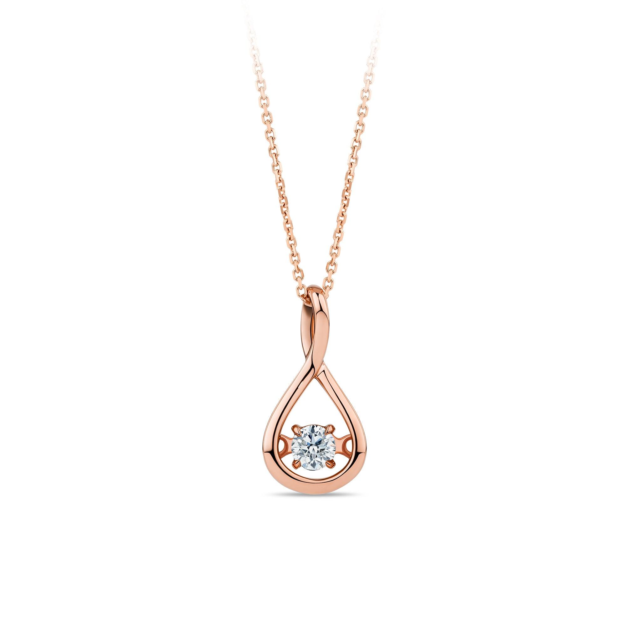 0.15ct TW Twist Dancing Diamond Pendant in 9ct Rose Gold