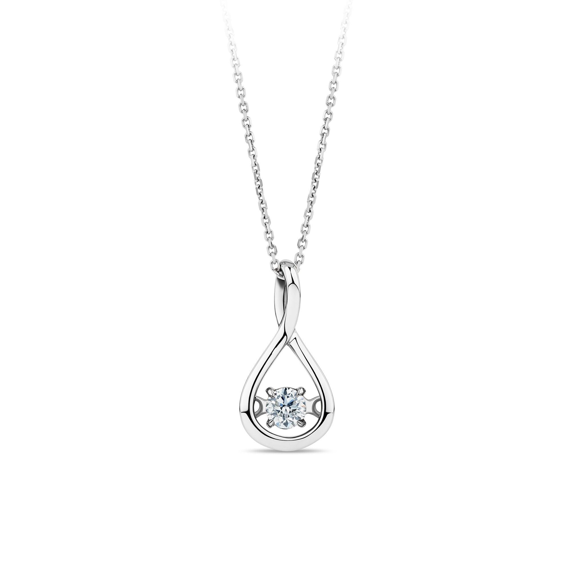 0.15ct TW Twist Dancing Diamond Pendant in 9ct White Gold