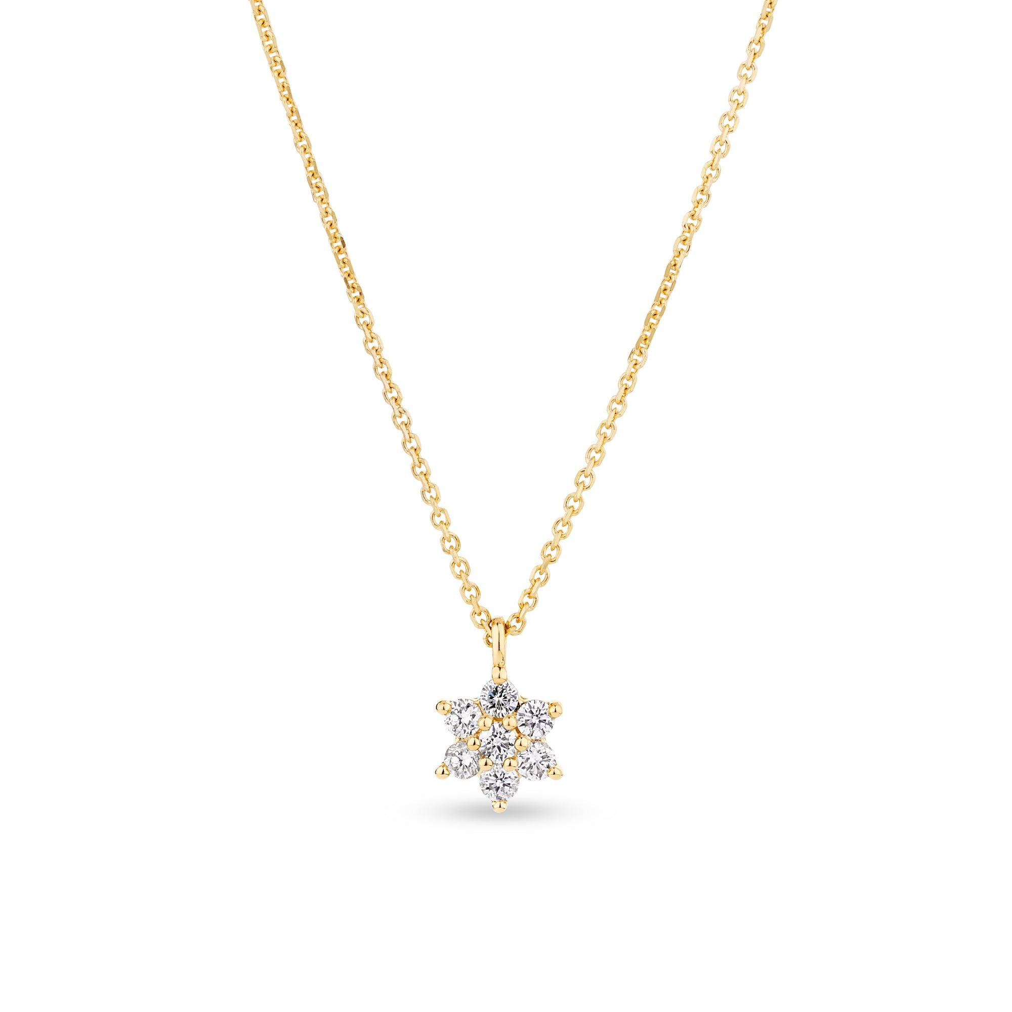 0.16ct TW Diamond Petite Flower Necklace in 9ct Yellow Gold