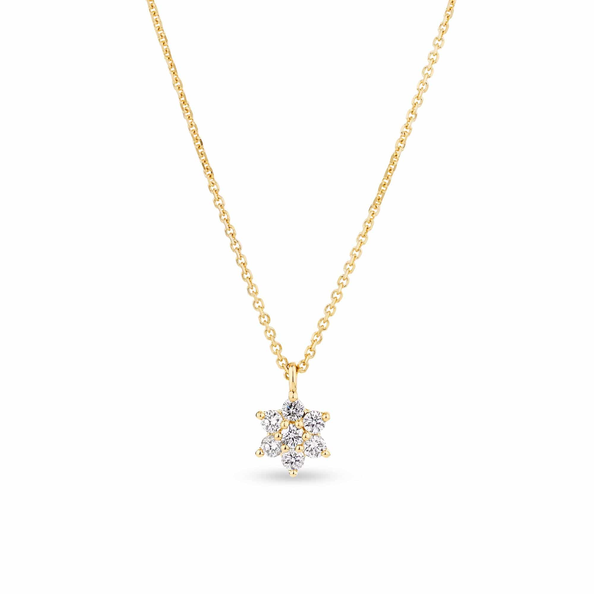 0.16ct TW Diamond Petite Flower Necklace in 9ct Yellow Gold