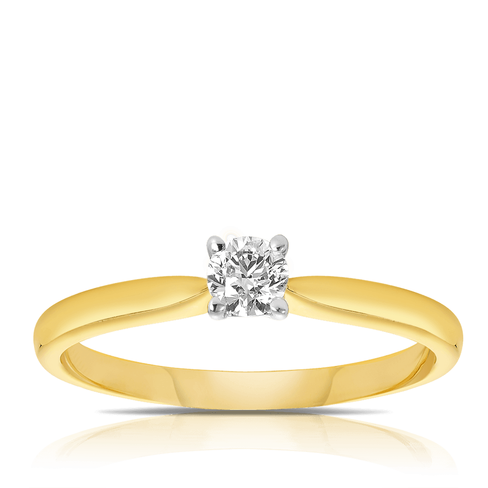 0.20ct TW Diamond Solitaire Engagement Ring in 9ct Yellow Gold - Wallace Bishop