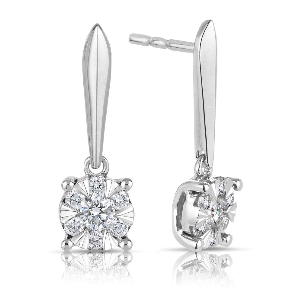 0.20ct TW Illusion Set Diamond Drop Earrings in 9ct White Gold - Wallace Bishop