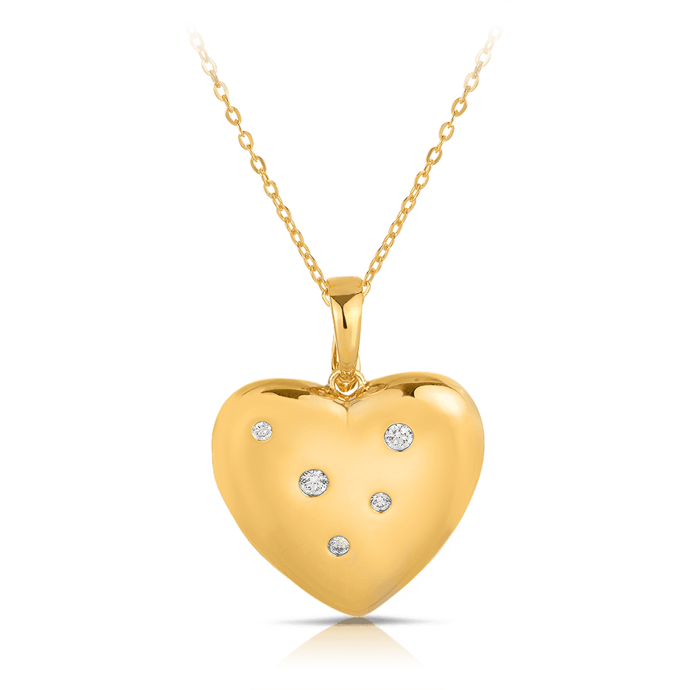 0.25ct TW Diamond Heart Pendant 9ct Yellow Gold