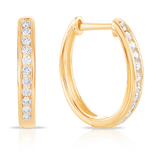 0.25ct TW Channel Set Diamond Oval Huggie in 9ct Yellow Gold