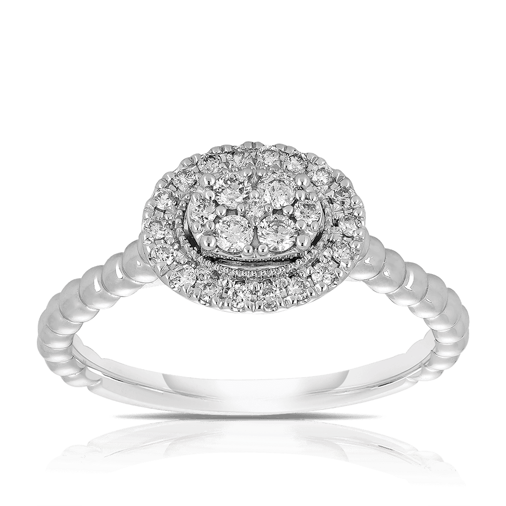 0.25ct TW Diamond Halo Engagement Ring in 9ct White Gold - Wallace Bishop