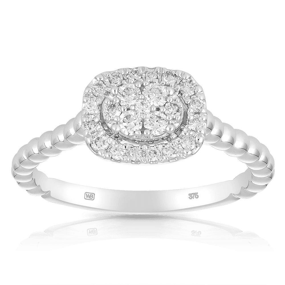 0.25ct TW Diamond Halo Engagement Ring in 9ct White Gold - Wallace Bishop