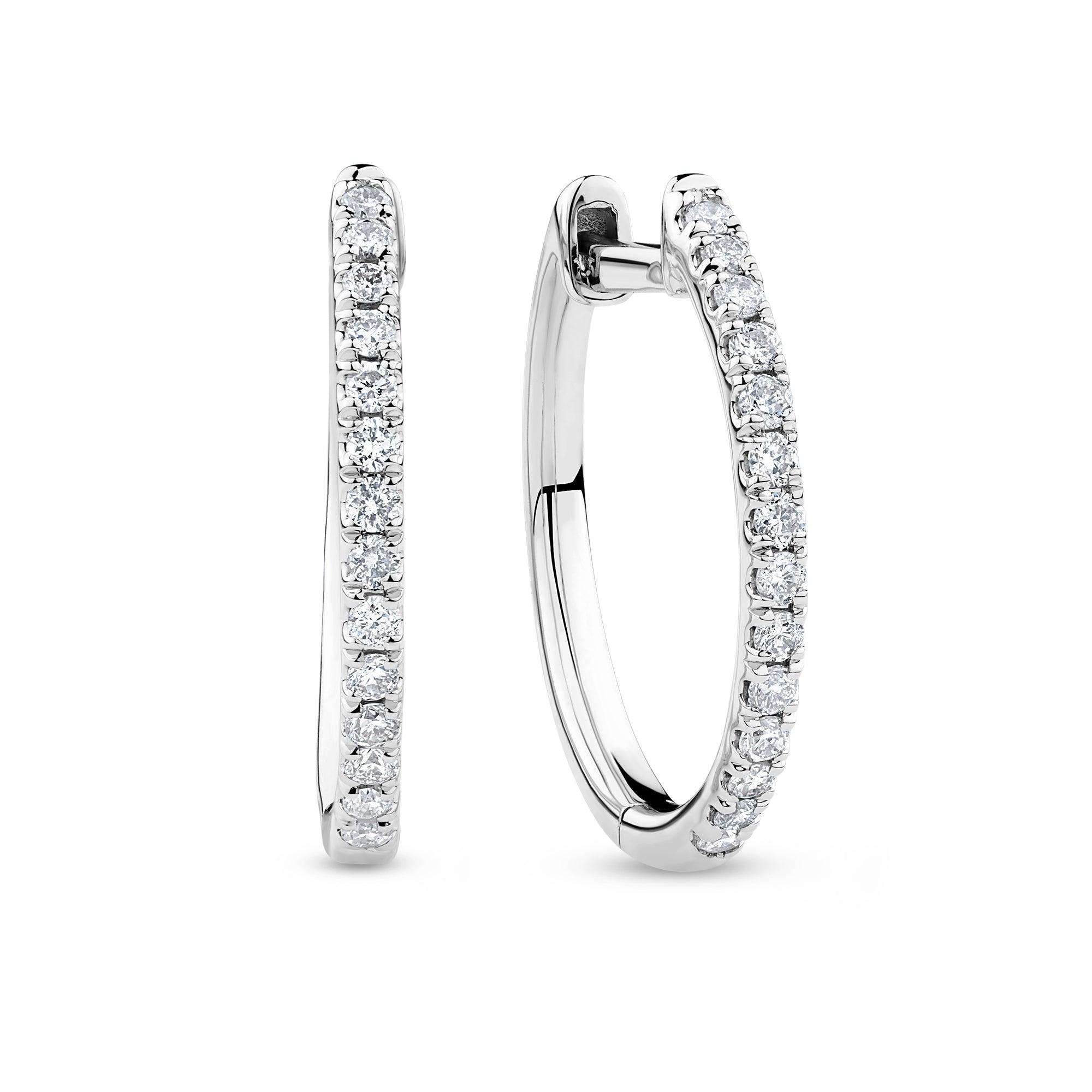 0.25ct TW Diamond Hoops in 9ct White Gold