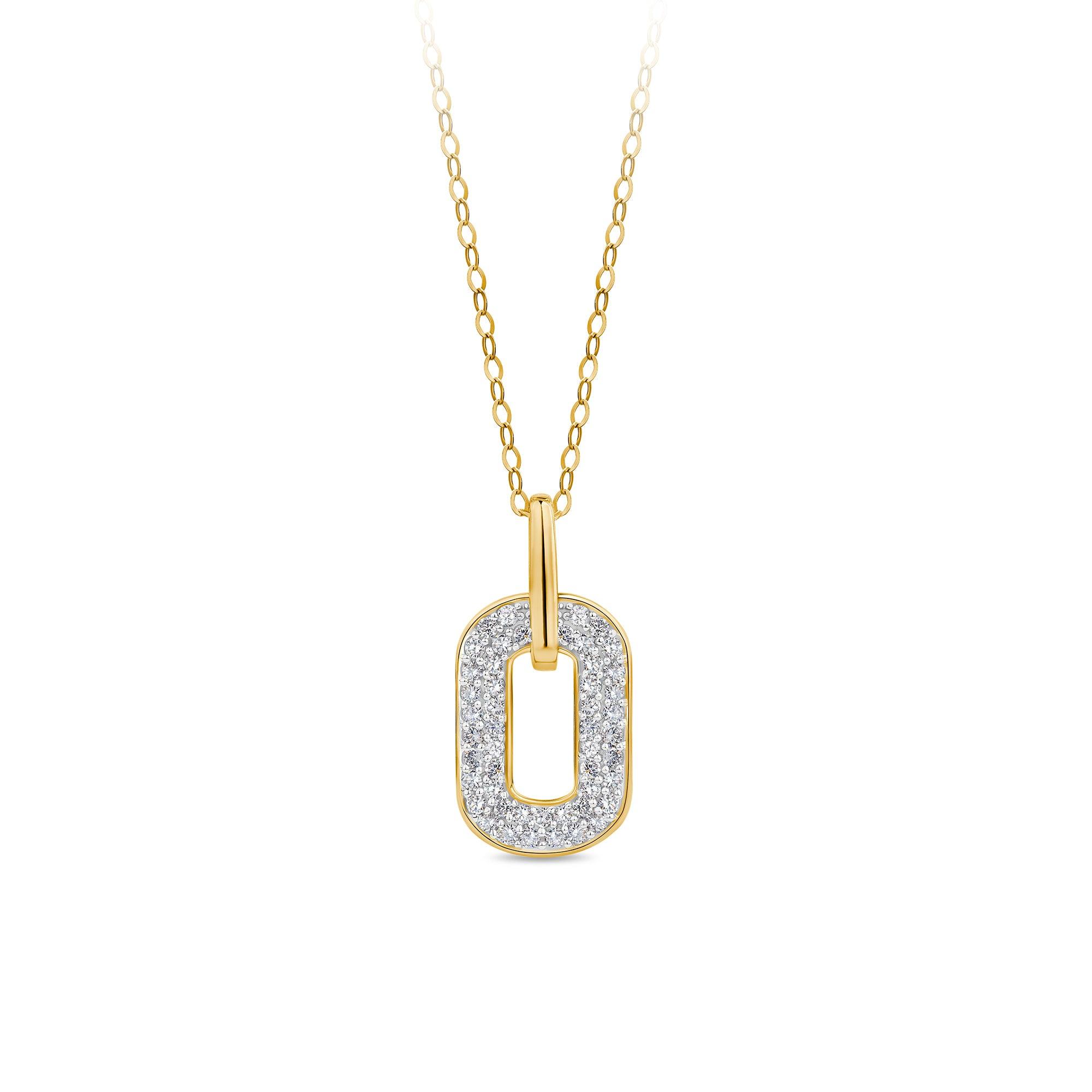 0.25ct TW Diamond Paperclip Drop Pendant in 9ct Yellow Gold