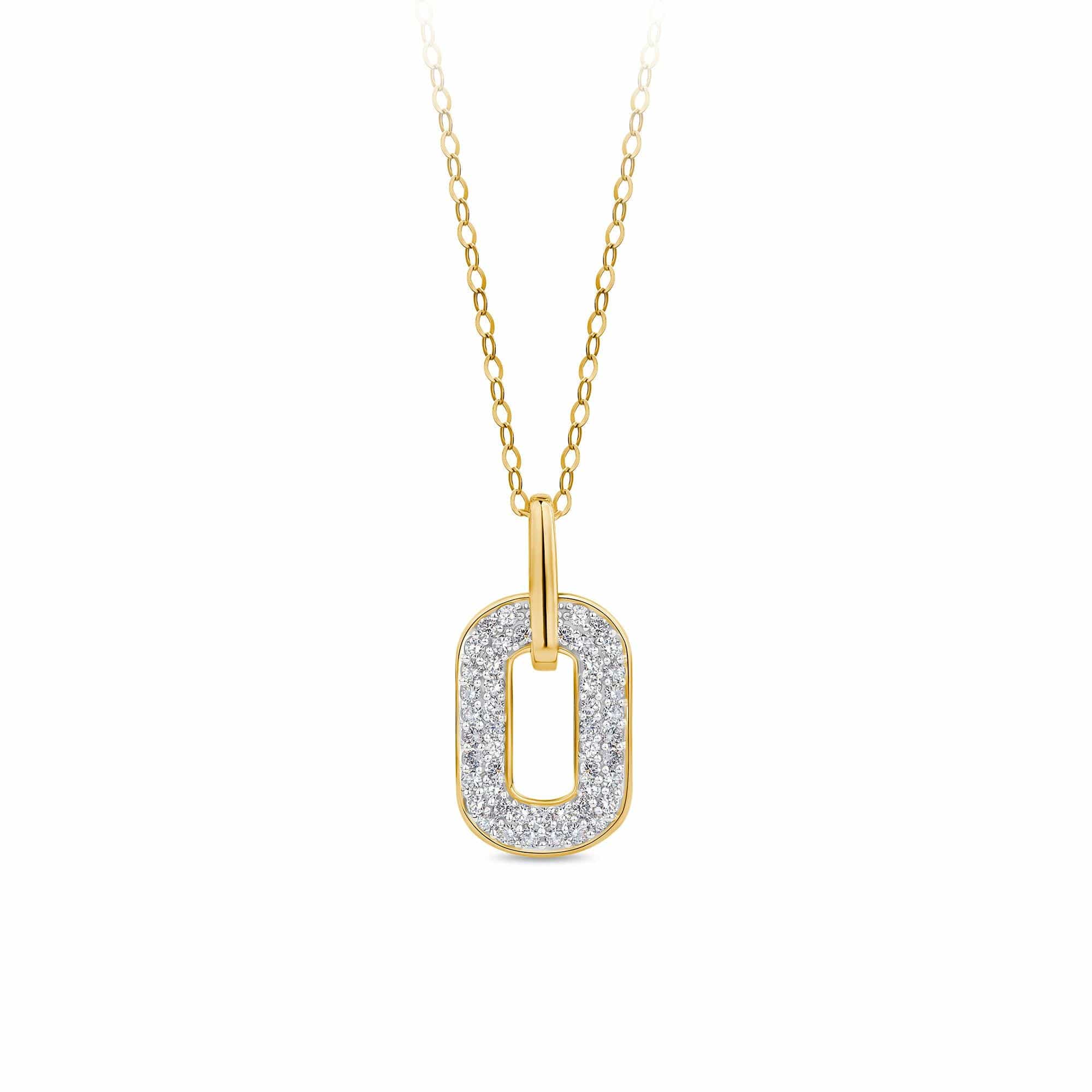 0.25ct TW Diamond Paperclip Drop Pendant in 9ct Yellow Gold