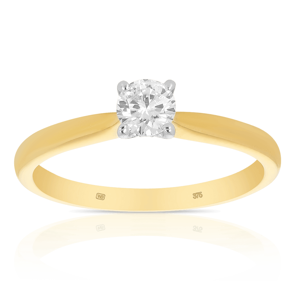 0.30ct TW Diamond Solitaire Engagement Ring in 9ct Yellow Gold