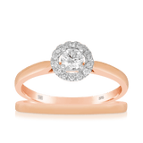 0.33ct TW Diamond Halo Engagement Ring & Bridal Set in 9ct Rose Gold - Wallace Bishop