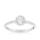 0.30ct TW Diamond Oval Halo Engagement Ring in 9ct White Gold