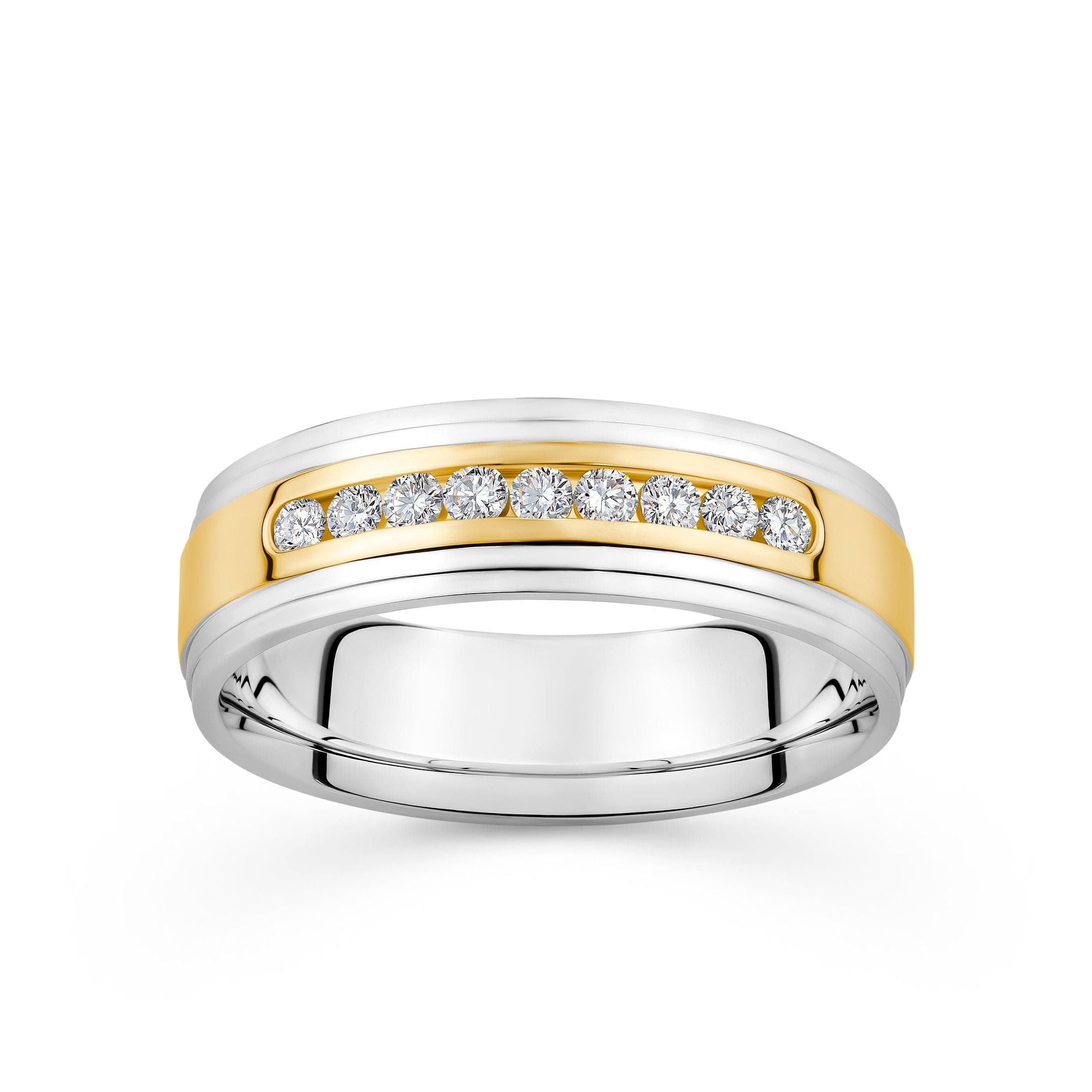 0.36ct TDW Men's Diamond Band in 9ct Yellow and White Gold