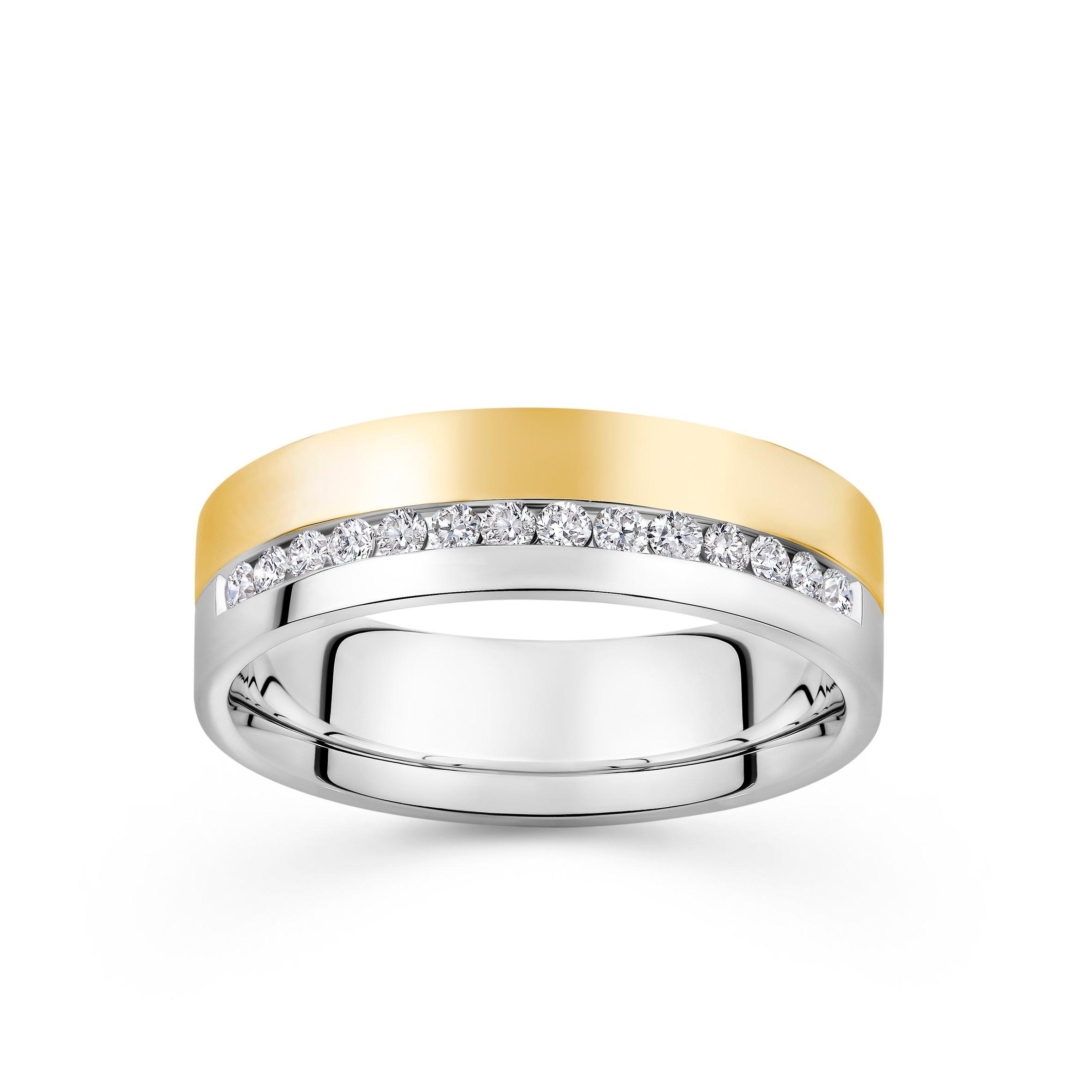 0.42ct TDW Men's Diamond Signet Band in 9ct Yellow and White Gold