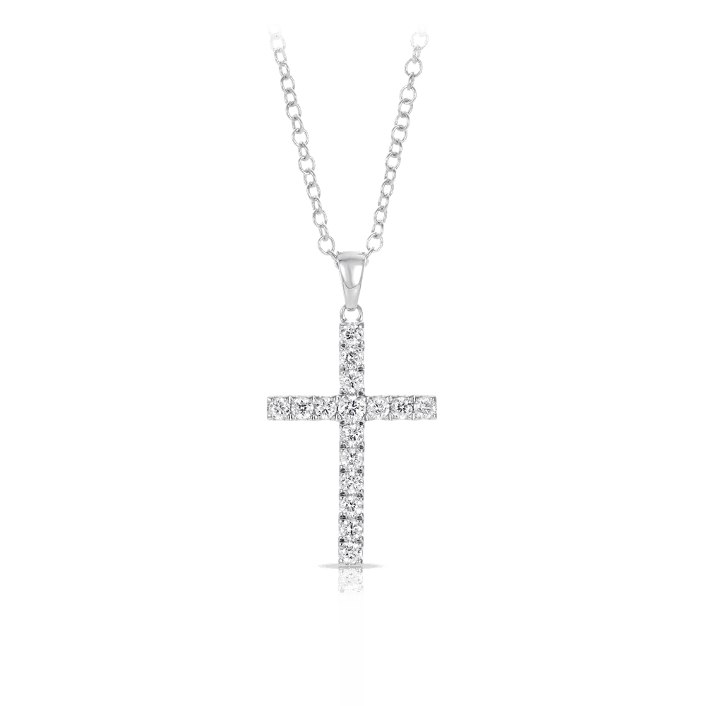 0.498ct TDW Diamond Cross Pendant in 9ct White Gold