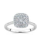 0.50ct TW Diamond Square Halo Engagement Ring in 9ct White Gold