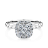 0.50ct TW Diamond Square Halo Engagement Ring in 9ct White Gold