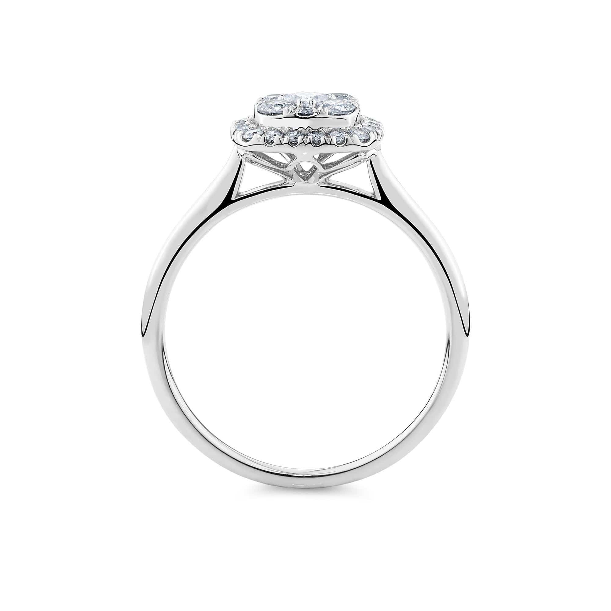 0.50ct TW Diamond Square Halo Engagement Ring in 9ct White Gold