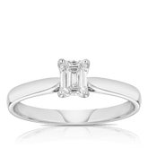 0.50ct TW Certified Diamond Solitaire Emerald Cut Engagement Ring in 18ct White Gold - Wallace Bishop