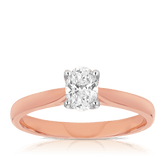 0.50ct TW Certified Diamond Solitaire Oval Engagement Ring in 18ct Rose & White Gold - Wallace Bishop
