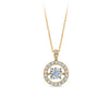 0.50ct TW Dancing Diamond Halo Pendant & Chain in 18ct Yellow Gold