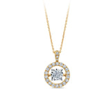 0.50ct TW Dancing Diamond Halo Pendant & Chain in 18ct Yellow Gold