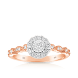 0.50ct TW Diamond Halo Engagement & Bridal Set Rings in 9ct Rose Gold