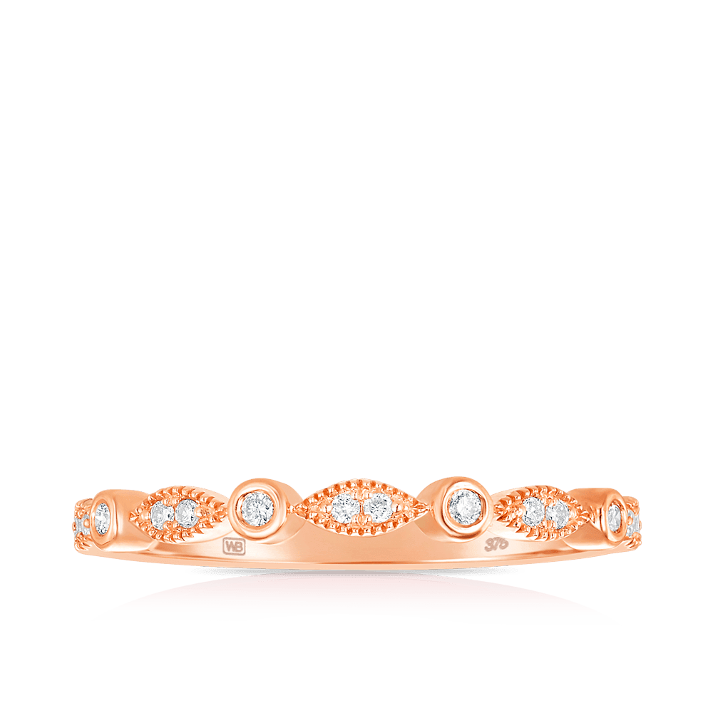 0.50ct TW Diamond Halo Engagement & Bridal Set Rings in 9ct Rose Gold - Wallace Bishop