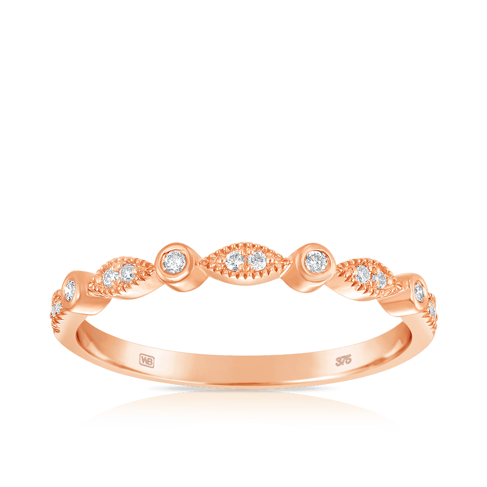 0.50ct TW Diamond Halo Engagement & Bridal Set Rings in 9ct Rose Gold - Wallace Bishop