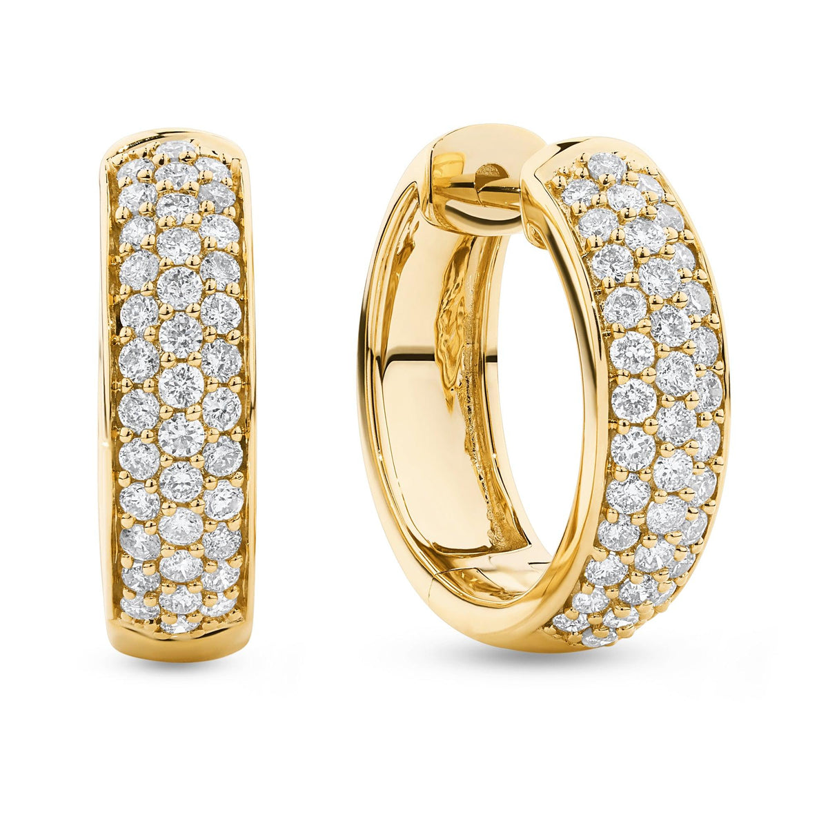 0.50ct TW Diamond Pavé Dome Huggie Earrings in 9ct Yellow Gold - Wallace Bishop
