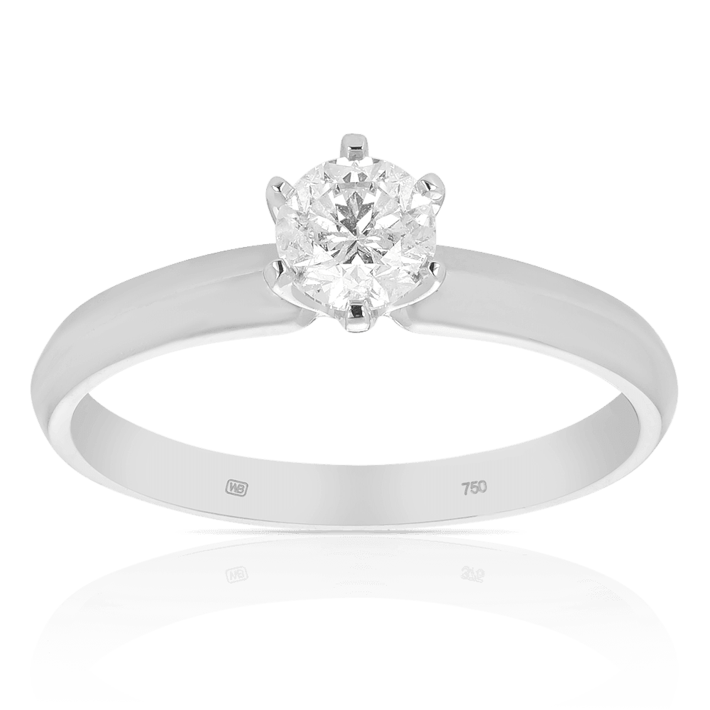0.50ct TW Diamond Solitaire Engagement Ring in 18ct White Gold