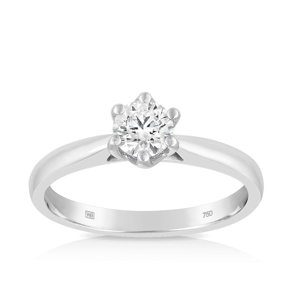 0.50ct Diamond Solitaire Engagement Ring in 18ct White Gold