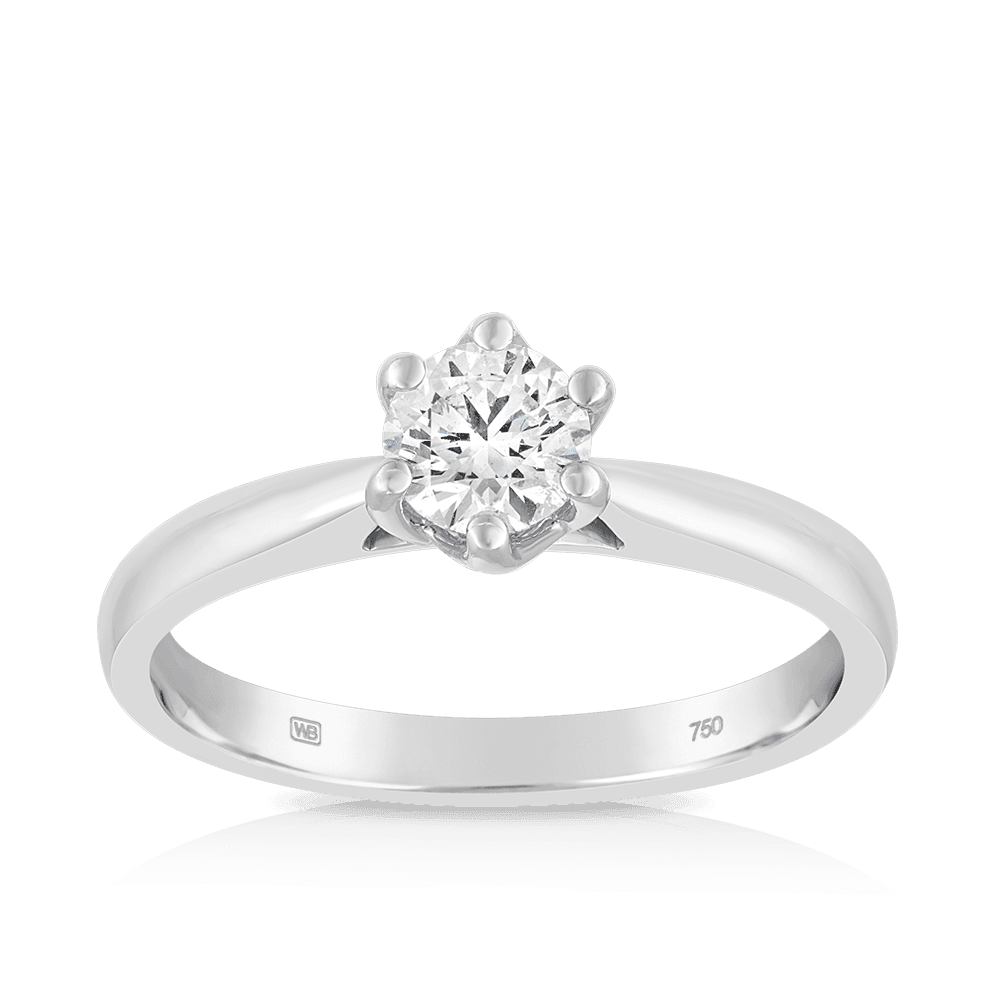 0.50ct TW Diamond Solitaire Engagement Ring in 18ct White - Wallace Bishop