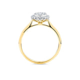 0.50ct TW Diamond Oval Halo Engagement Ring in 9ct Yellow and White Gold