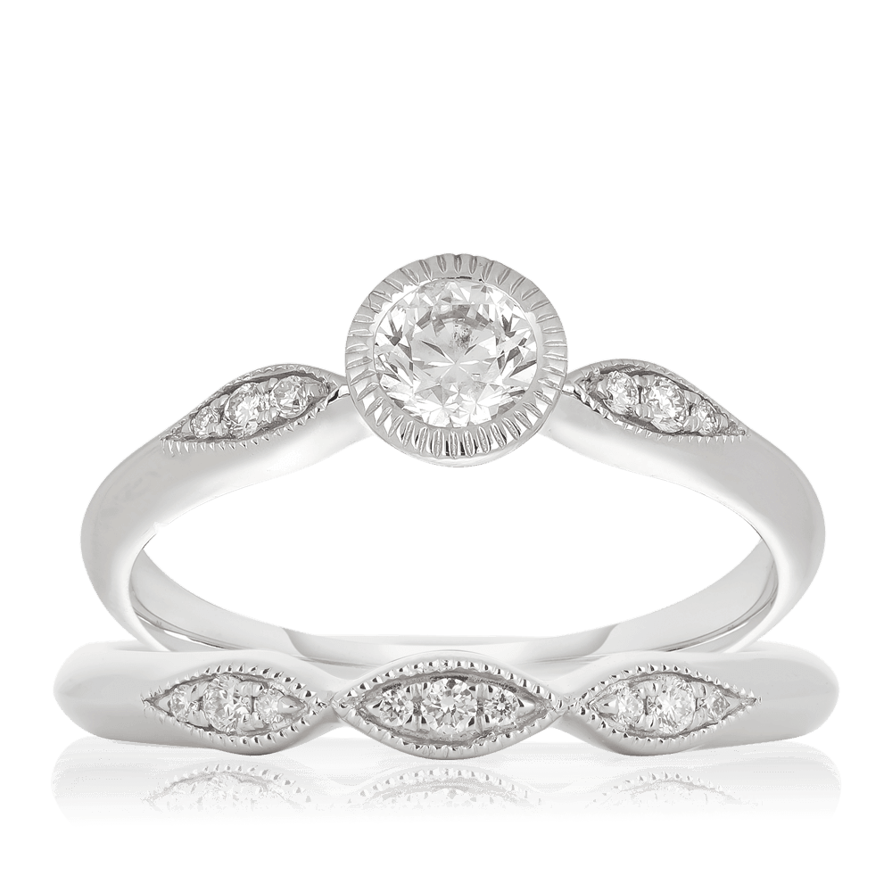 0.51ct TW Diamond Engagement & Wedding Bridal Set in 18ct White Gold