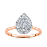 0.50ct TW Diamond Pear Halo Engagement Ring in 9ct Rose and White Gold