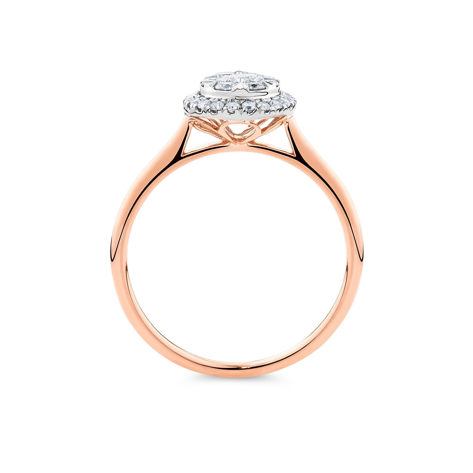 0.50ct TW Diamond Pear Halo Engagement Ring in 9ct Rose and White Gold