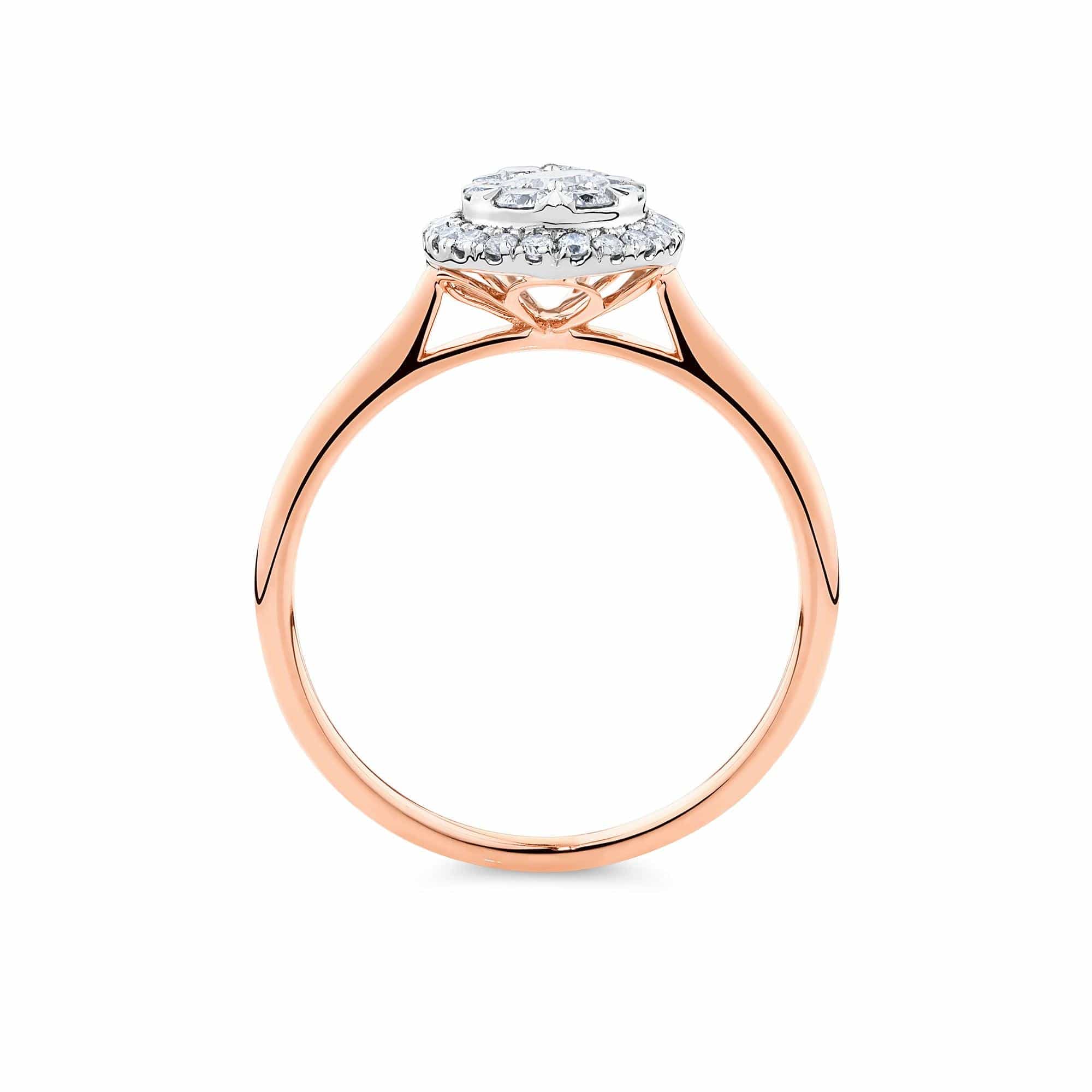 0.50ct TW Diamond Pear Halo Engagement Ring in 9ct Rose and White Gold