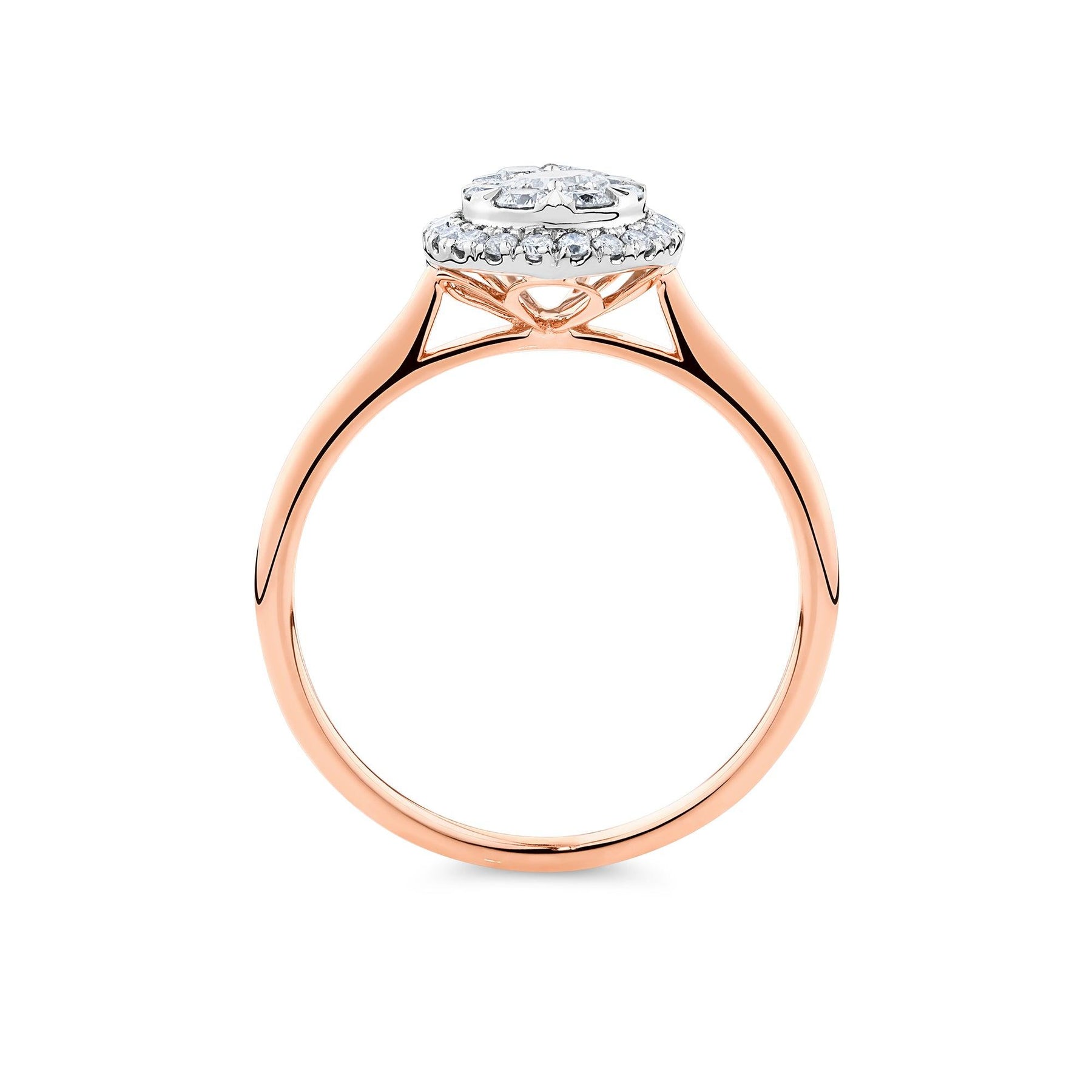 0.521ct TW Diamond Pear Halo Engagement Ring in 9ct Rose and White Gold - Wallace Bishop