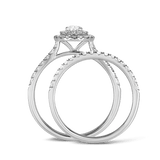 0.60ct TW Diamond Double Halo Pear Engagement & Bridal Set in 9ct White Gold
