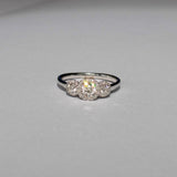 0.63ct TW Diamond Three Stone Halo Engagement Ring set in 9ct White Gold