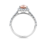 Bluebird™ Morganite & Diamond Pear Halo Ring in 9ct White Gold