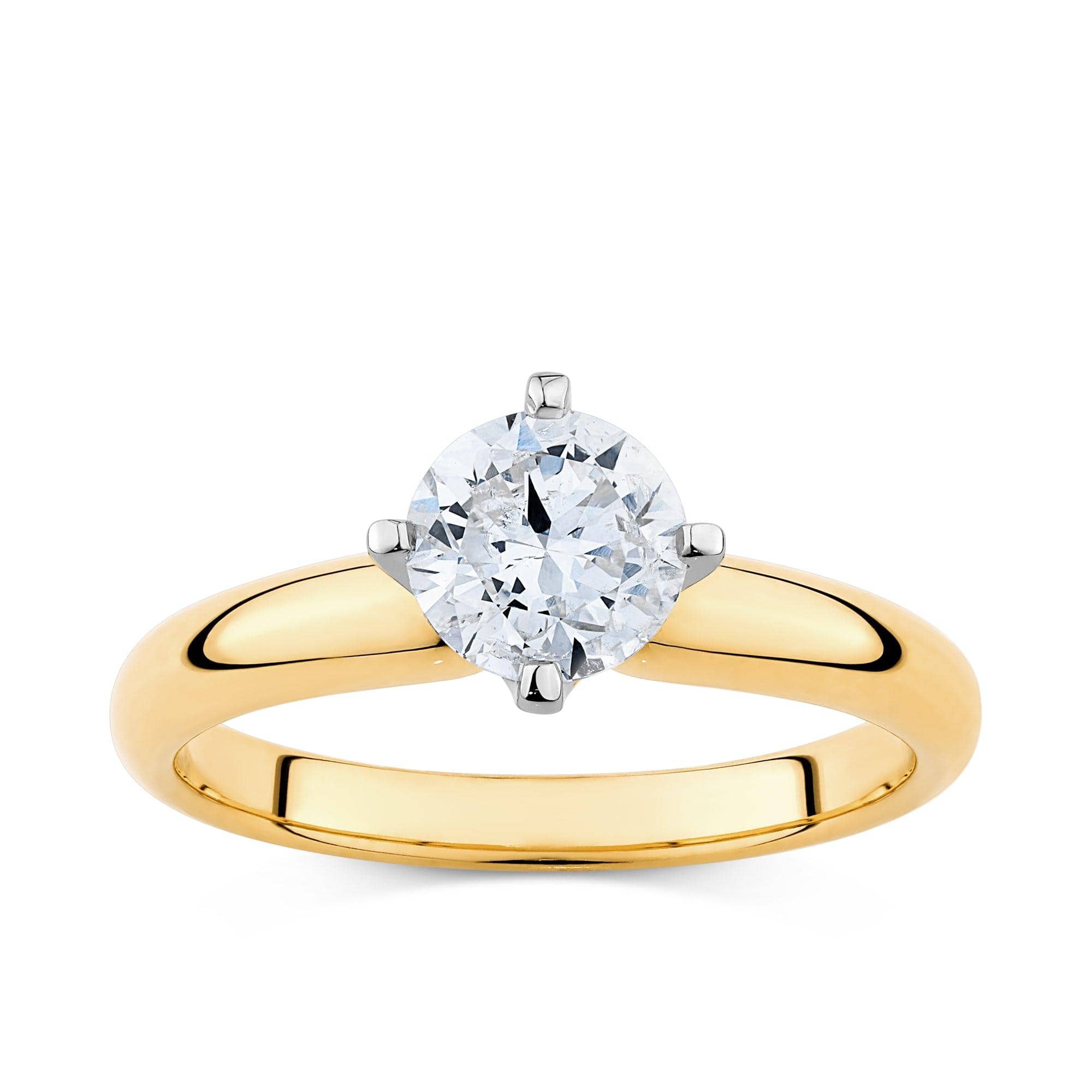 0.70ct Diamond Solitaire Engagement Ring in 18ct Yellow and White Gold