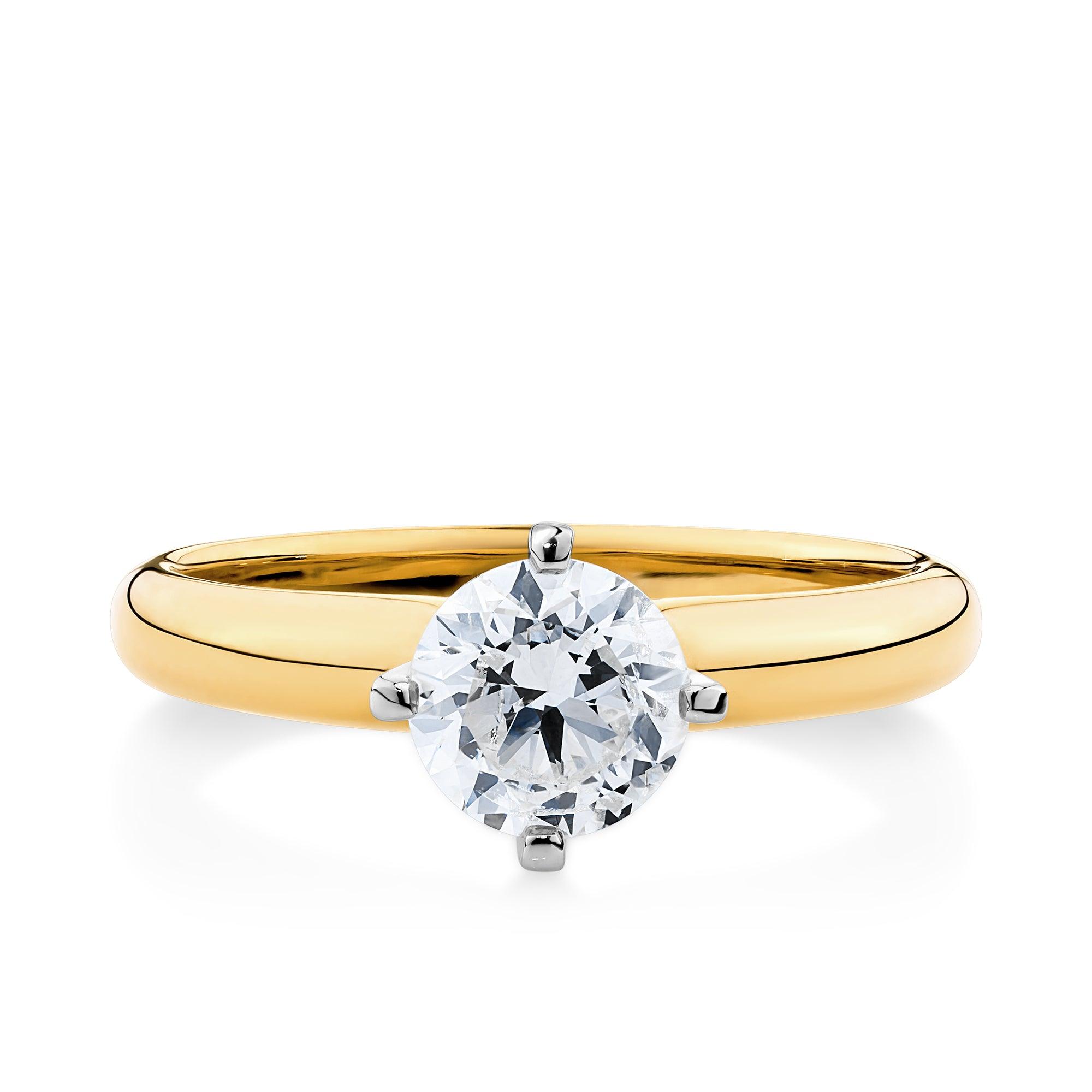 0.70ct Diamond Solitaire Engagement Ring in 18ct Yellow and White Gold