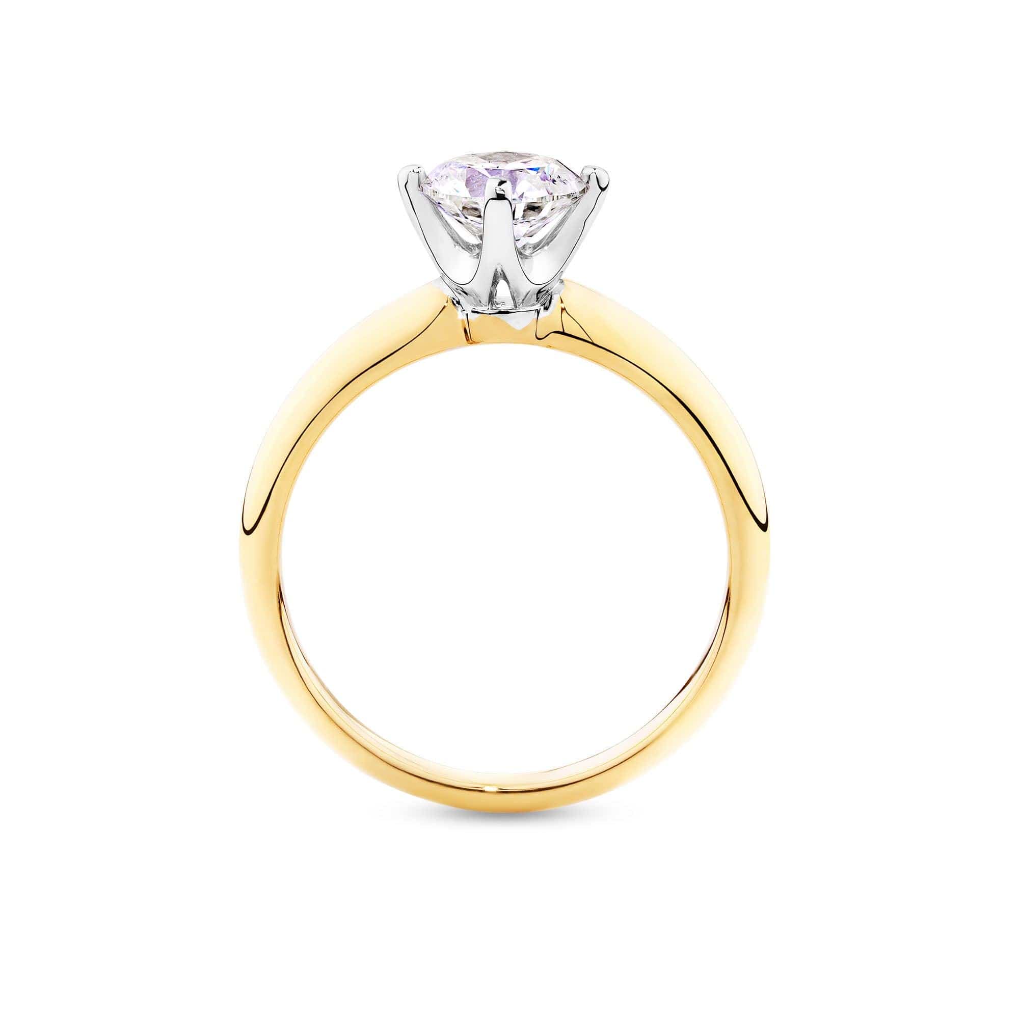0.70ct Diamond Solitaire Engagement Ring in 18ct Yellow and White Gold
